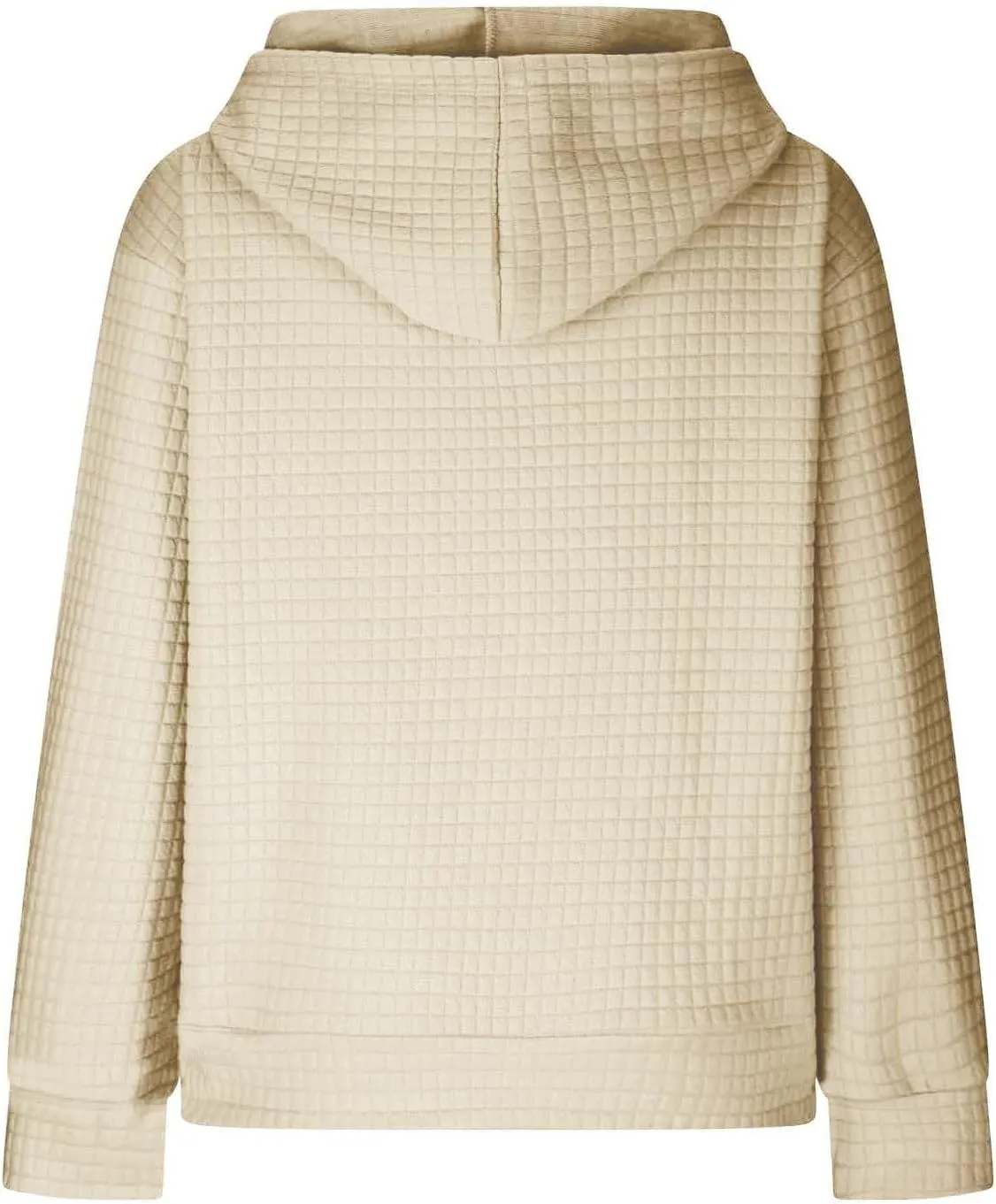 Womens Hoodies Casual Long Sleeve Drawstring Waffle Knit Pullover Tops Loose Hooded Sweatshirt with Pocket Fall Clothes