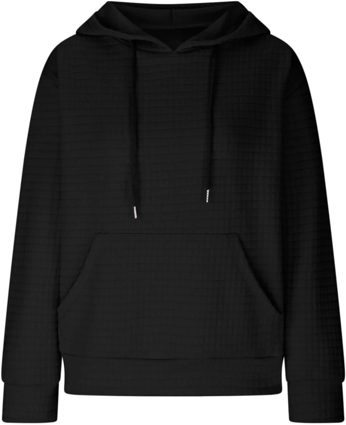 Womens Hoodies Casual Long Sleeve Drawstring Waffle Knit Pullover Tops Loose Hooded Sweatshirt with Pocket Fall Clothes